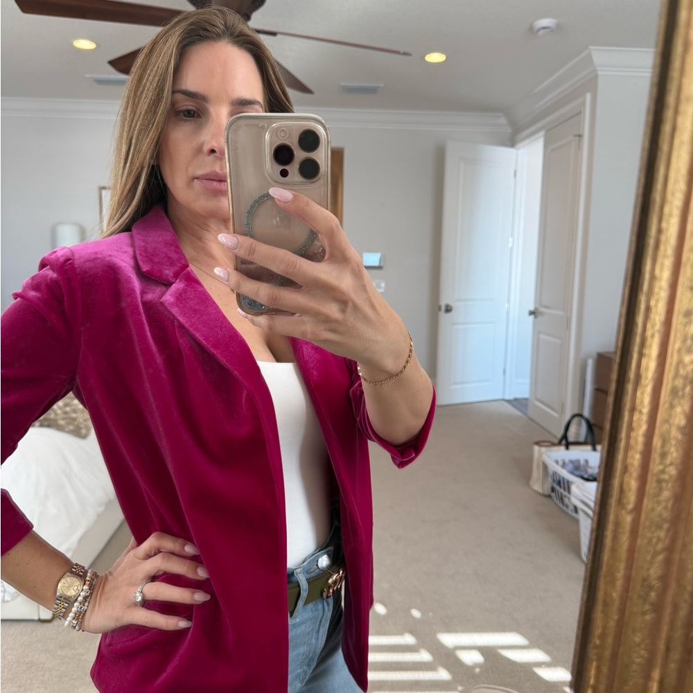 Women's Velvet Blazer - Pink